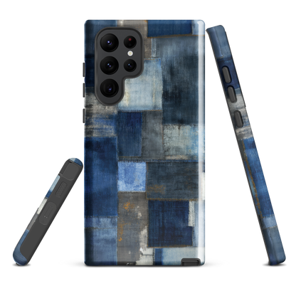 'Indigo Patchwork' Samsung Galaxy S22 Ultra tough phone case - protective glossy case NZ Australia