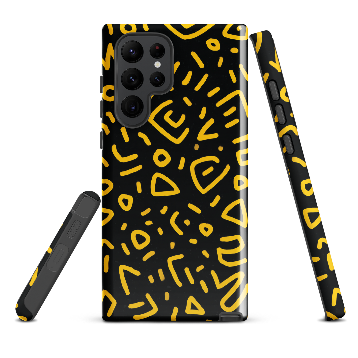 'Retro Scribbles' Samsung Galaxy S22 Ultra tough phone case - protective glossy case NZ Australia