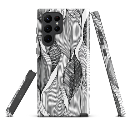 'Botanical Lines' Samsung Galaxy S22 Ultra tough phone case - protective glossy case NZ Australia