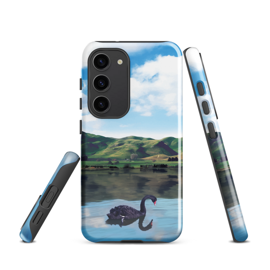 'Black Swan' Samsung Galaxy S23 tough phone case - protective glossy case NZ Australia