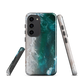 Ocean wave phone case with abstract beach design in teal and white, by NZ artist Ben Hart.