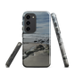 Phone case with artwork of Riversdale Beach, Masterton – rocks, waves and sky by NZ artist Ben Hart.