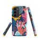 Colourful coral reef phone case design in pink, blue and yellow by NZ artist Ben Hart
