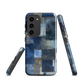 Indigo patchwork phone case | Textured blue design NZ