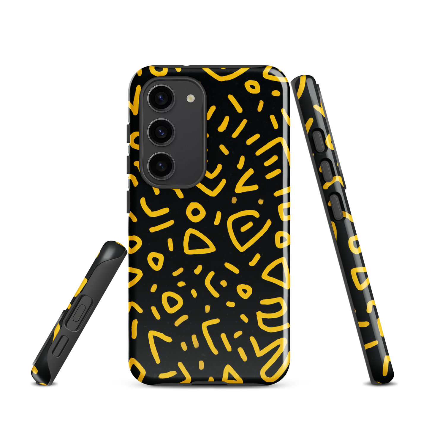 'Retro Scribbles' Samsung Galaxy S23 tough phone case - protective glossy case NZ Australia