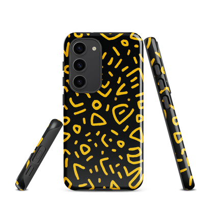 'Retro Scribbles' Samsung Galaxy S23 tough phone case - protective glossy case NZ Australia