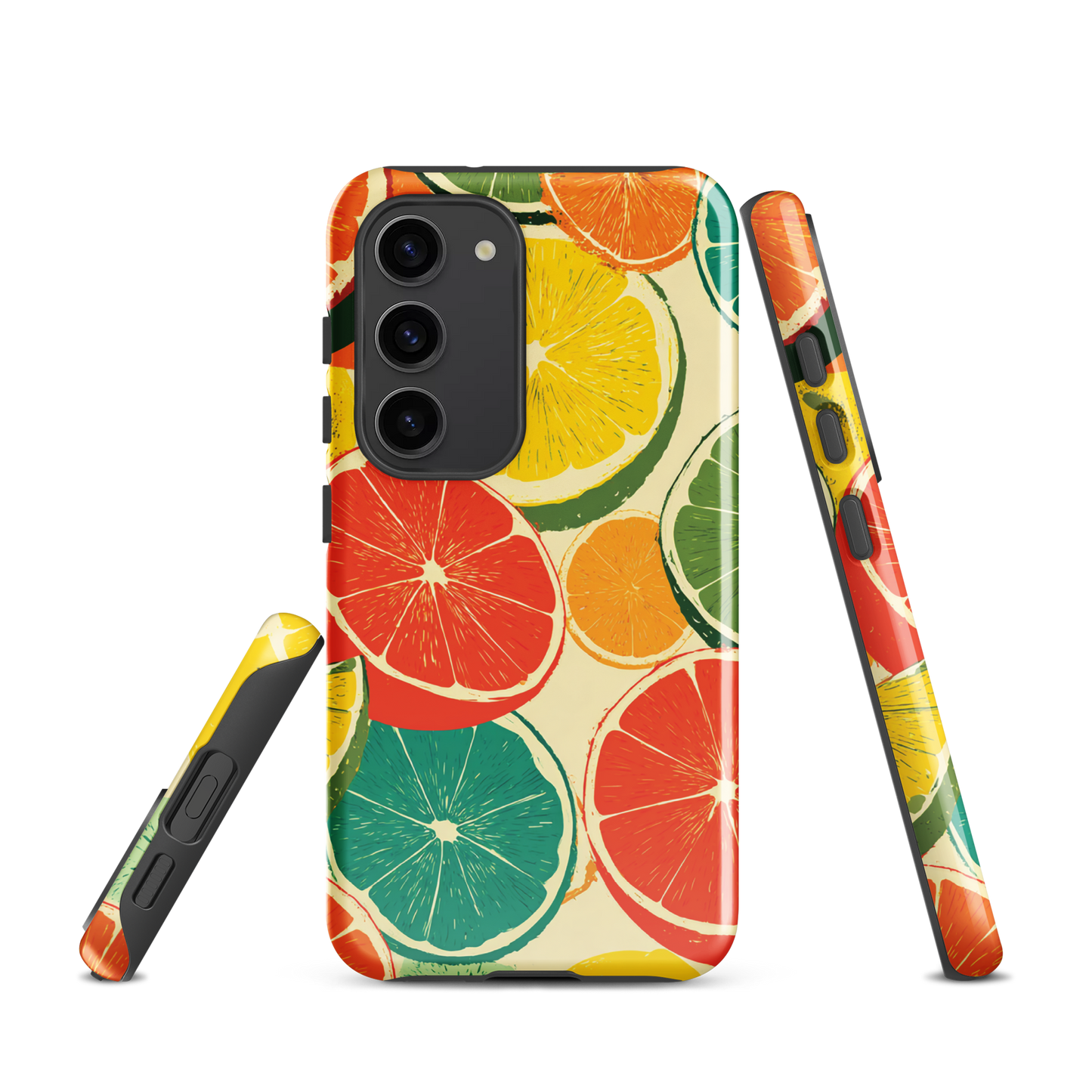 'Citrus Pop' Samsung Galaxy S23 tough phone case - protective glossy case NZ Australia