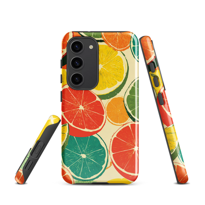 'Citrus Pop' Samsung Galaxy S23 tough phone case - protective glossy case NZ Australia