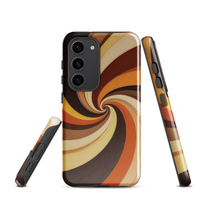 'Golden Swirl' Samsung Galaxy S23 tough phone case - protective glossy case NZ Australia