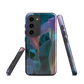 Ethereal abstract floral designer phone case in pastel pink, lilac and teal tones