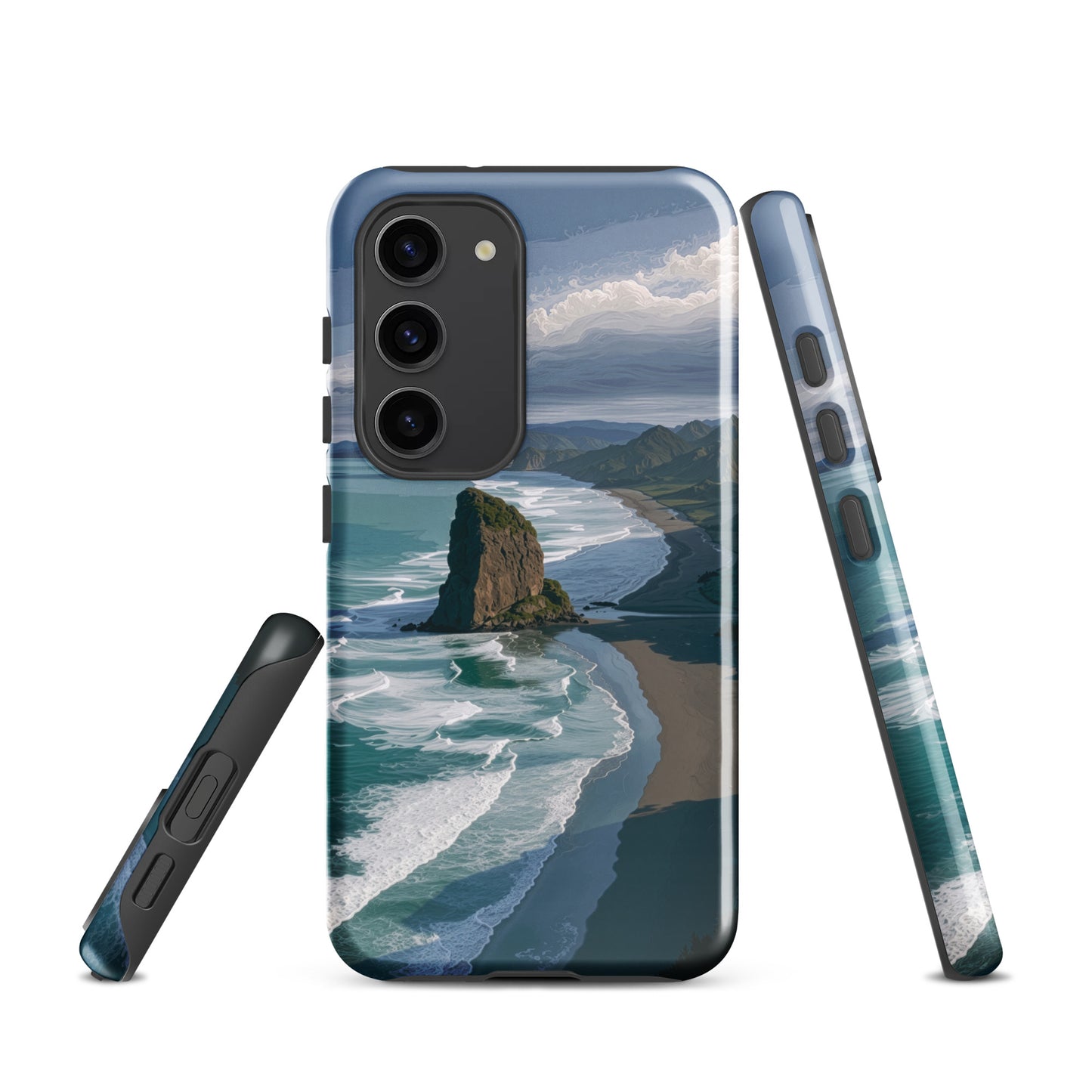 'Piha Beach' Samsung Galaxy S23 tough phone case - protective glossy case NZ Australia