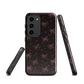 Midnight Bow seamless repeat pattern — pink hand-drawn ribbon bows and sparkle stars on a black background