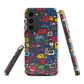 'Arcade' Samsung case, featuring a vibrant collage of hand-drawn controllers in bold, vintage-inspired colours. From electric blue and hot pink to classic black and yellow