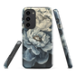 'Whisper' Samsung case features a stunning close-up of softly painted peony blooms in dreamy shades of ivory, grey, and smoky blue.
