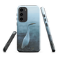 Phone case with a white heron standing in a misty wetland scene.