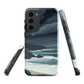 Phone case featuring moody Cape Kidnappers coastline with crashing waves and dark skies