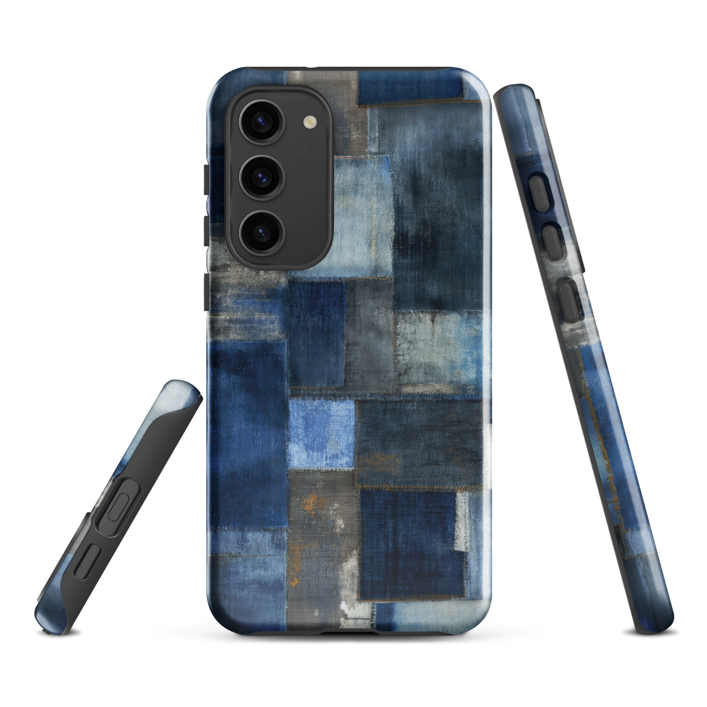 Indigo patchwork phone case | Textured blue design NZ
