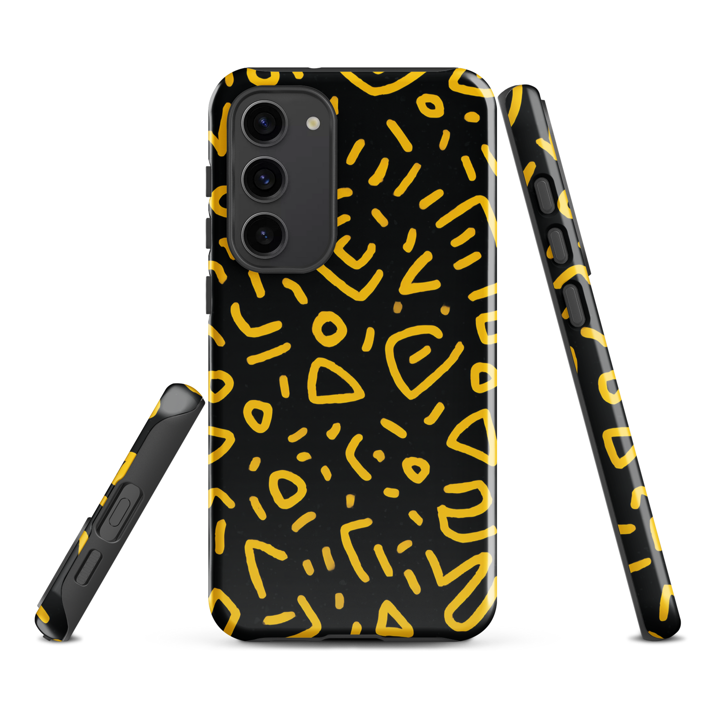 'Retro Scribbles' Samsung Galaxy S23 Plus tough phone case - protective glossy case NZ Australia