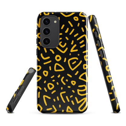 'Retro Scribbles' Samsung Galaxy S23 Plus tough phone case - protective glossy case NZ Australia
