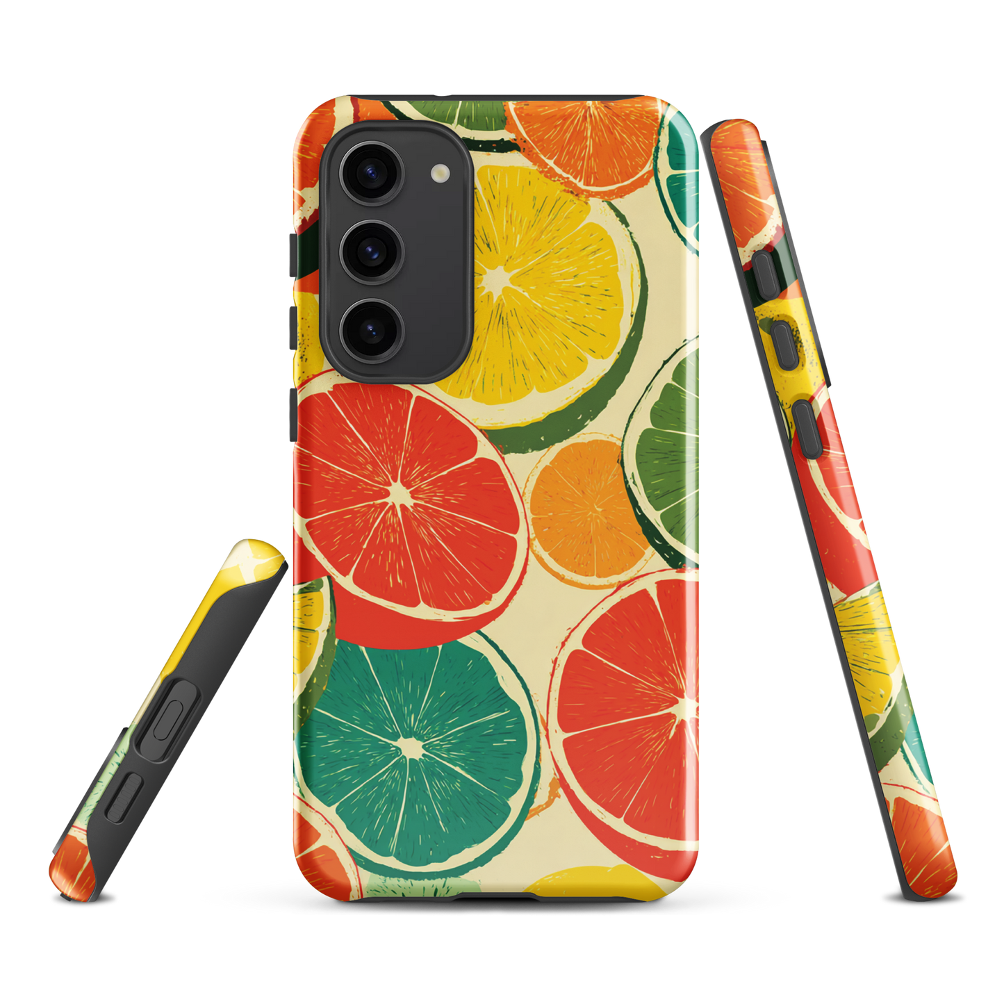 'Citrus Pop' Samsung Galaxy S23 Plus tough phone case - protective glossy case NZ Australia
