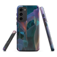 Ethereal abstract floral designer phone case in pastel pink, lilac and teal tones