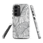 Minimal black and white tropical leaf designer phone case with detailed botanical line art