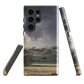 Designer phone case with NZ landscape painting of Te Hauke and cloudy skies by Ben Hart.