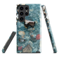 Washed Away designer phone case with abstract river stone artwork in earthy blues and natural tones.
