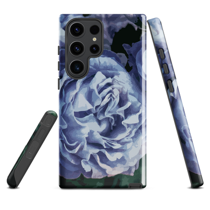 'Blue Rose' Samsung Galaxy S23 Ultra tough phone case - protective glossy case NZ Australia