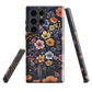 Phone case with colourful wildflowers on dark background, floral art design