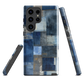 Indigo patchwork phone case | Textured blue design NZ