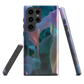 Ethereal abstract floral designer phone case in pastel pink, lilac and teal tones