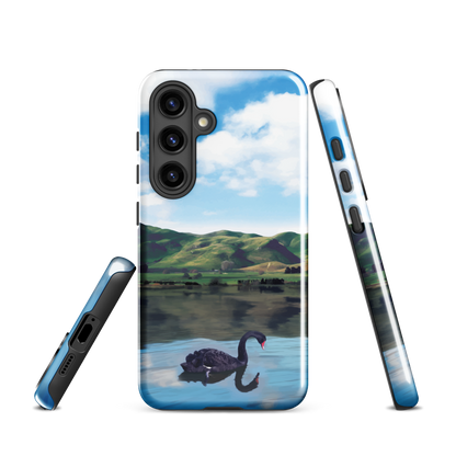 'Black Swan' Samsung Galaxy S24 tough phone case - protective glossy case NZ Australia