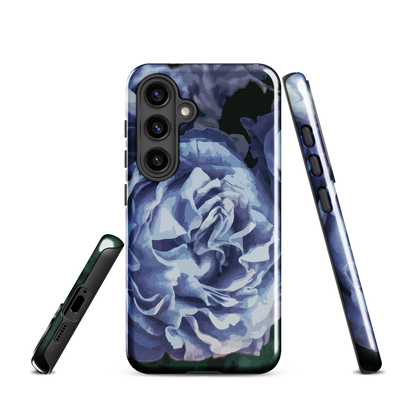 'Blue Rose' Samsung Galaxy S24 tough phone case - protective glossy case NZ Australia