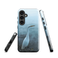 Phone case with a white heron standing in a misty wetland scene.