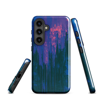 'Digital Glitch' Samsung Galaxy S24 tough phone case - protective glossy case NZ Australia