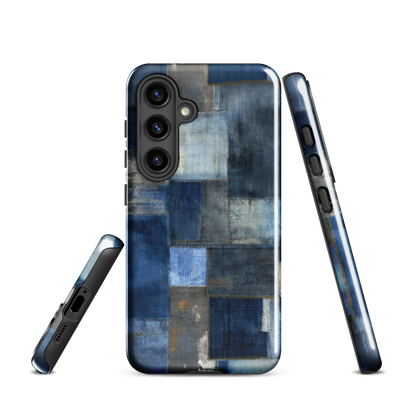 'Indigo Patchwork' Samsung Galaxy S24 tough phone case - protective glossy case NZ Australia