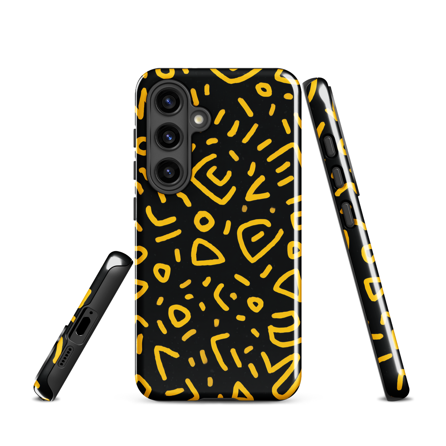 'Retro Scribbles' Samsung Galaxy S24 tough phone case - protective glossy case NZ Australia