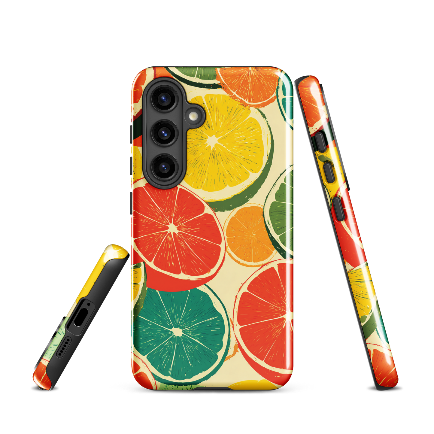 'Citrus Pop' Samsung Galaxy S24 tough phone case - protective glossy case NZ Australia