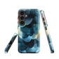 A modern abstract phone case featuring layered blue forms and soft flowing shapes.