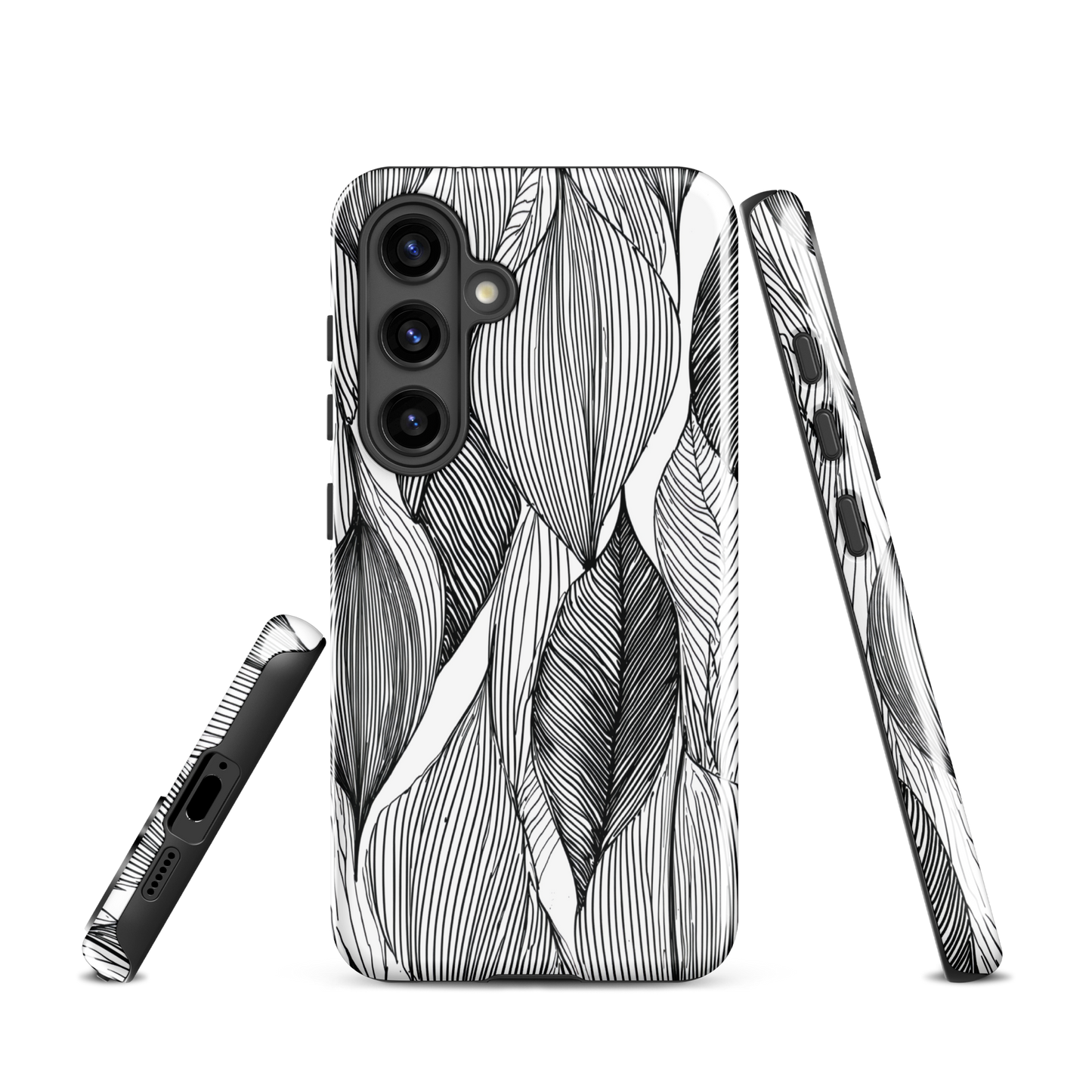 'Botanical Lines' Samsung Galaxy S24 tough phone case - protective glossy case NZ Australia