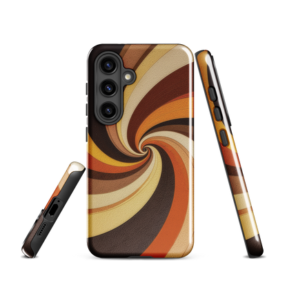 'Golden Swirl' Samsung Galaxy S24 tough phone case - protective glossy case NZ Australia