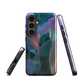 Ethereal abstract floral designer phone case in pastel pink, lilac and teal tones