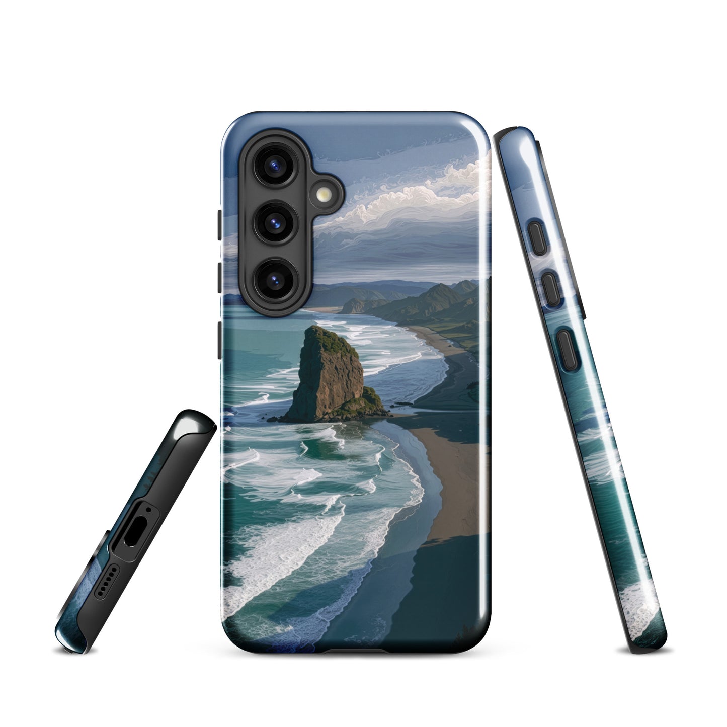 'Piha Beach' Samsung Galaxy S24 tough phone case - protective glossy case NZ Australia