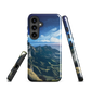 Te Mata Peak designer phone case with Hawke’s Bay cliffs, rolling green hills and dramatic swirling sky