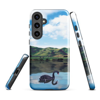 'Black Swan' Samsung Galaxy S24 Plus tough phone case - protective glossy case NZ Australia
