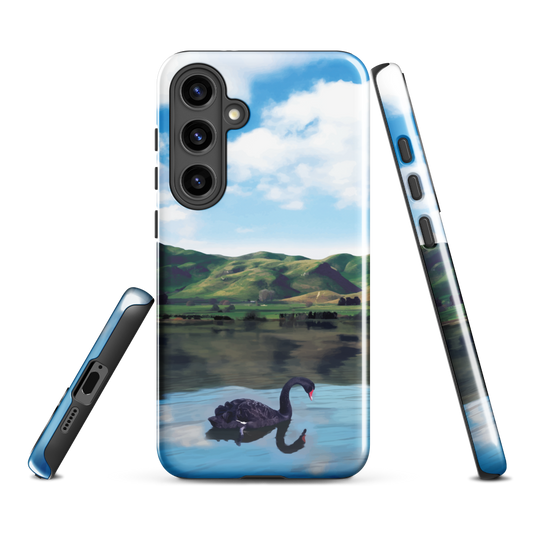 'Black Swan' Samsung Galaxy S24 Plus tough phone case - protective glossy case NZ Australia