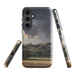 Designer phone case with NZ landscape painting of Te Hauke and cloudy skies by Ben Hart.
