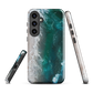 Ocean wave phone case with abstract beach design in teal and white, by NZ artist Ben Hart.