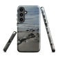 Phone case with artwork of Riversdale Beach, Masterton – rocks, waves and sky by NZ artist Ben Hart.